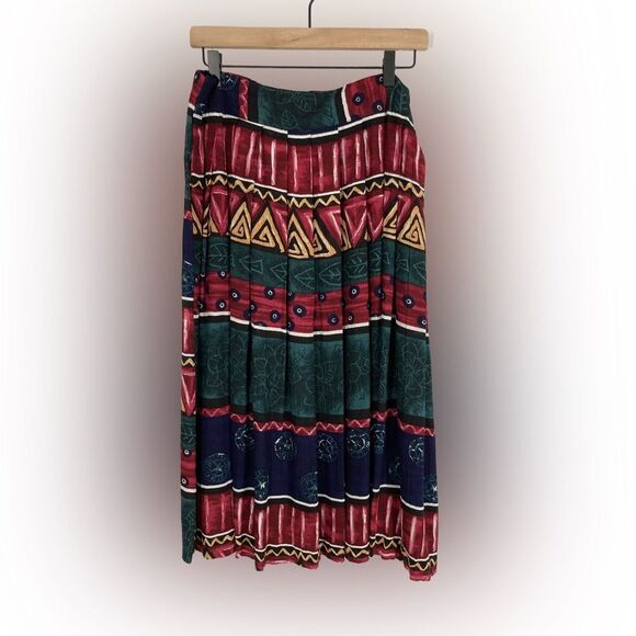 Michael Taylor Dresses & Skirts - Vintage Michael Taylor Skirt Women's 2X Floral Geometric Midi Crepe Retro